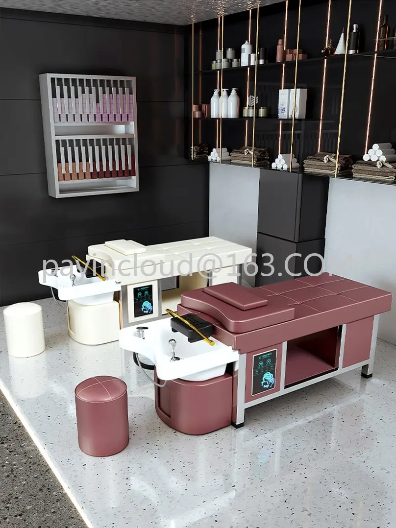 

Hair treatment bed, hair salon, special automatic cleaning water, circular fumigation, ceramic basin, Thai style hair wash bed