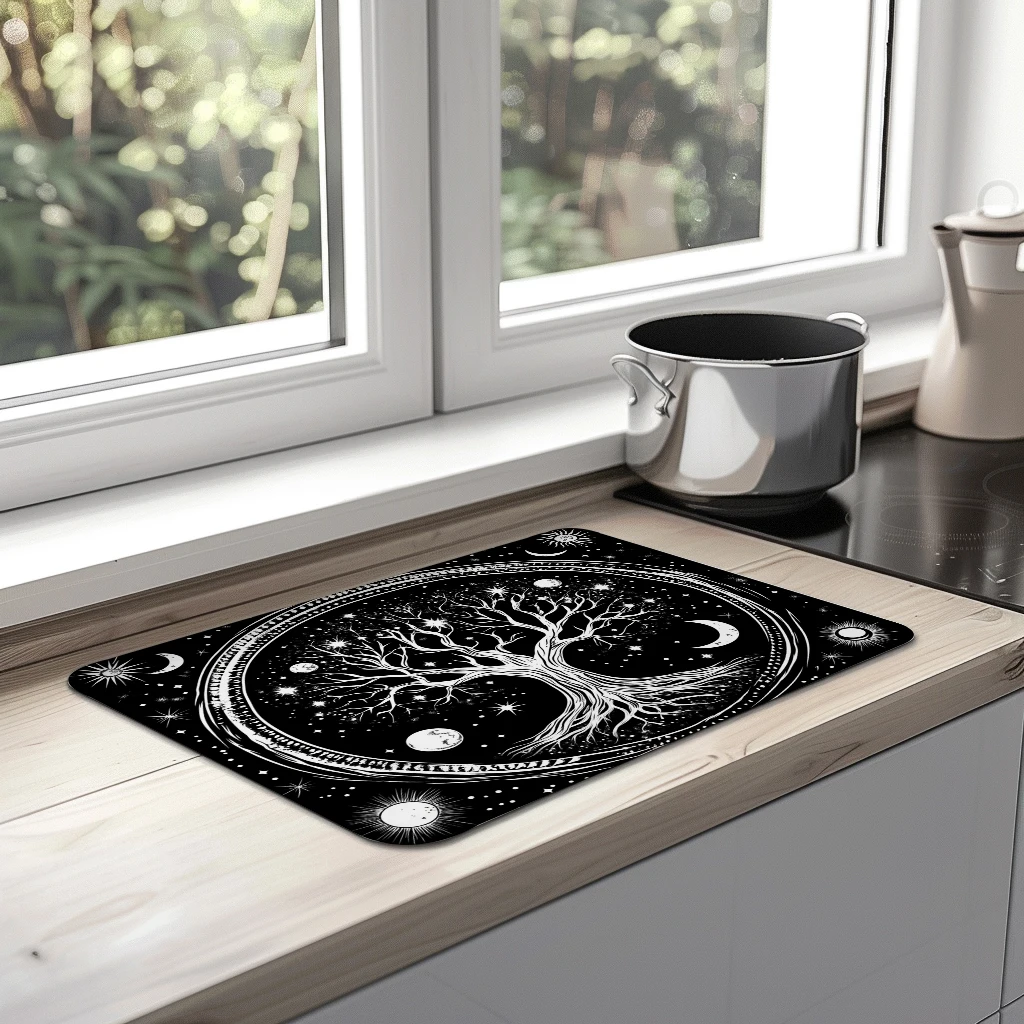 Кофейная подставка для стока с деревьями Солнце Луна ванная комната квадратная