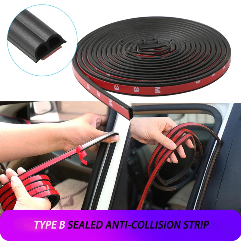 Universal Type B Automobile Rubber Sealing Strip Self-adhesive Rubber Strip Car Door Anti-collision Soundproof Strip