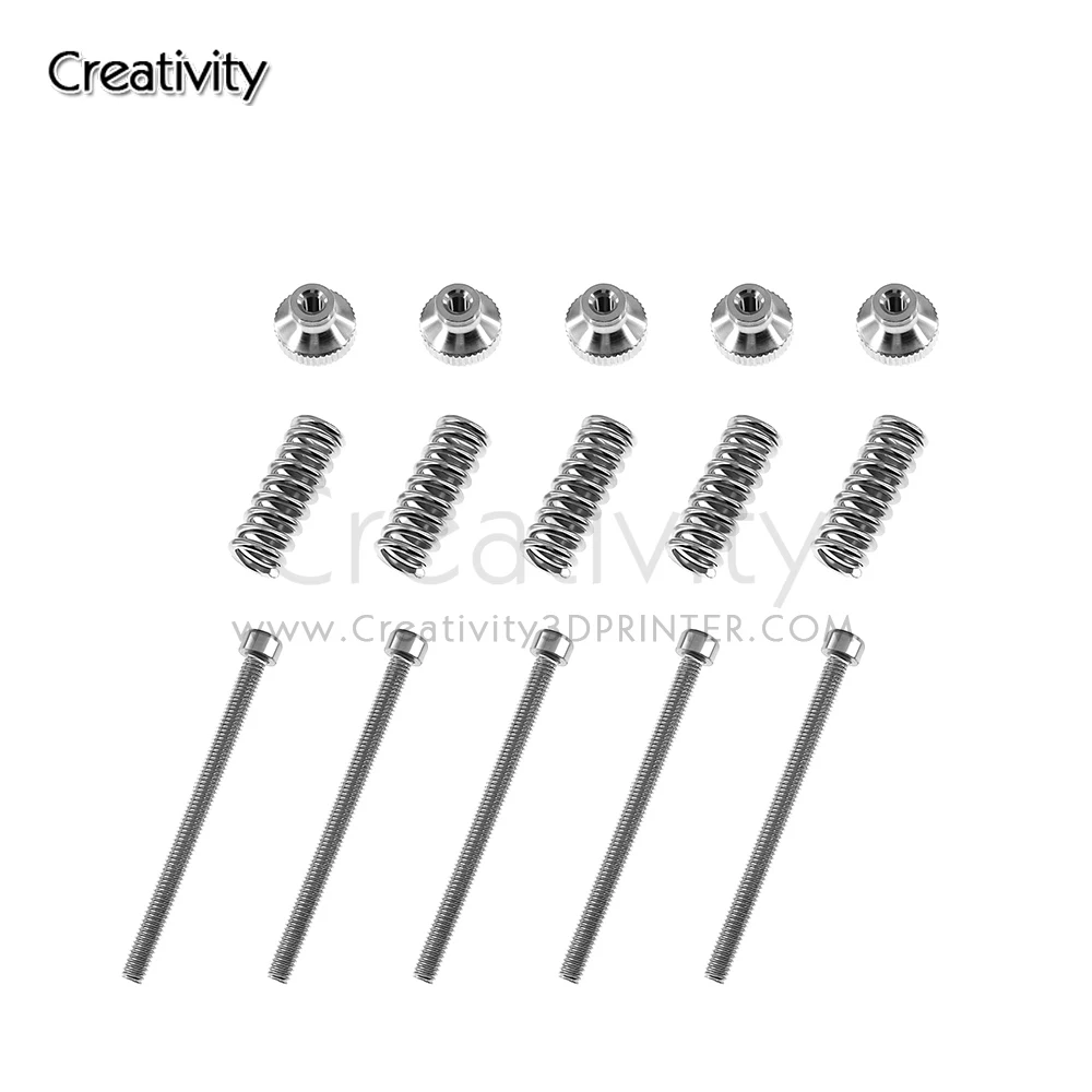 

5pcs 3D printer Leveling components M3 screw Leveling spring Leveling knob suite for 3D printer Heating Bed parts