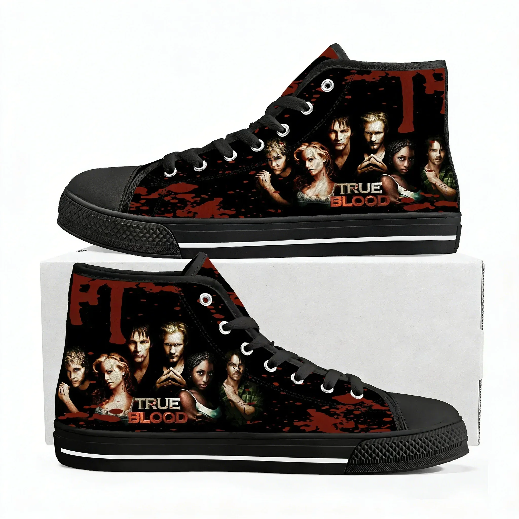 Фото Кроссовки True Blood High Top для мужчин, женщин и подростков, кеды из канваса в стиле Анны Пэйкин и Стивена Мойера, повседневная обувь для пар, обувь на заказ №2