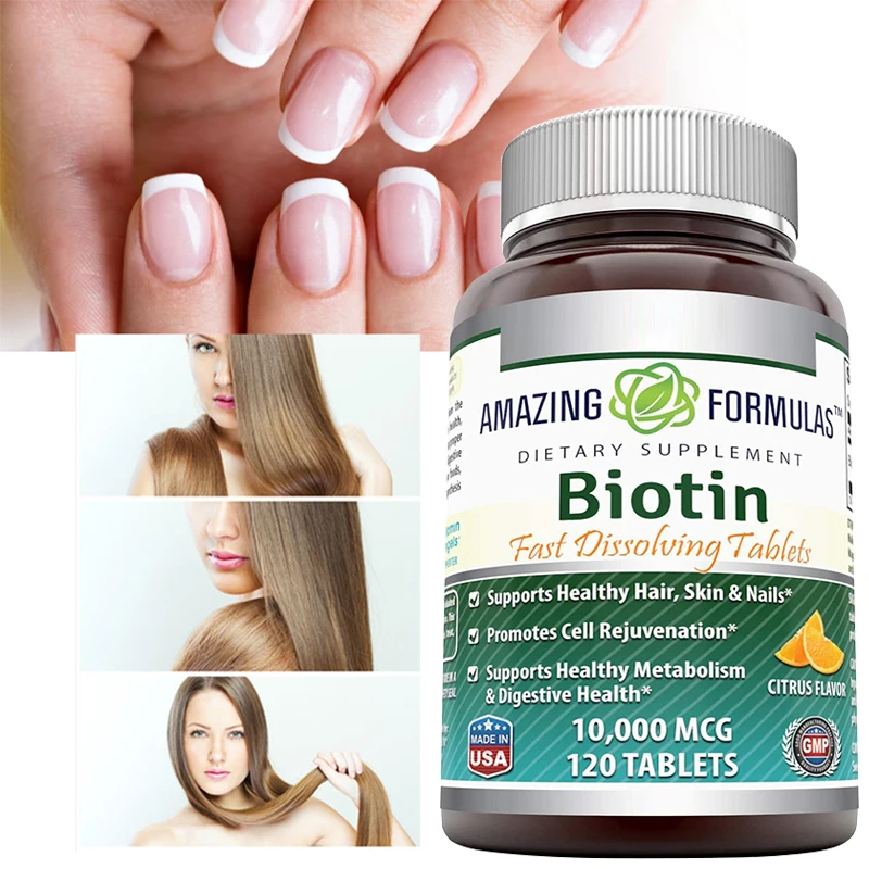 1 Bottle 120 Pills Biotin Tablets Promote Hair Growth Support Health Prevention Hair Loss Nail Repair Beauty Health