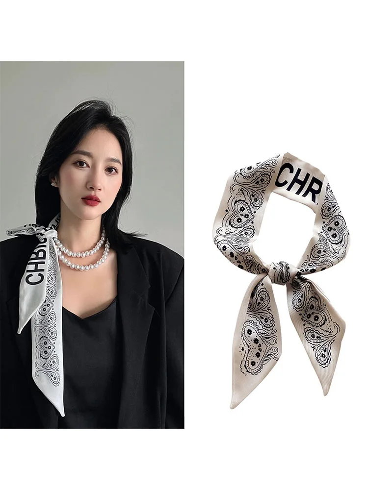 Шелковый шелковый маленький шарф ободок для волос декоративная длинная шелковая