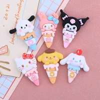 5pcs kawaii hello kitty kuromi sanrio anime my melody pachacco cute cartoon phone case patch diy accessories toys for girls