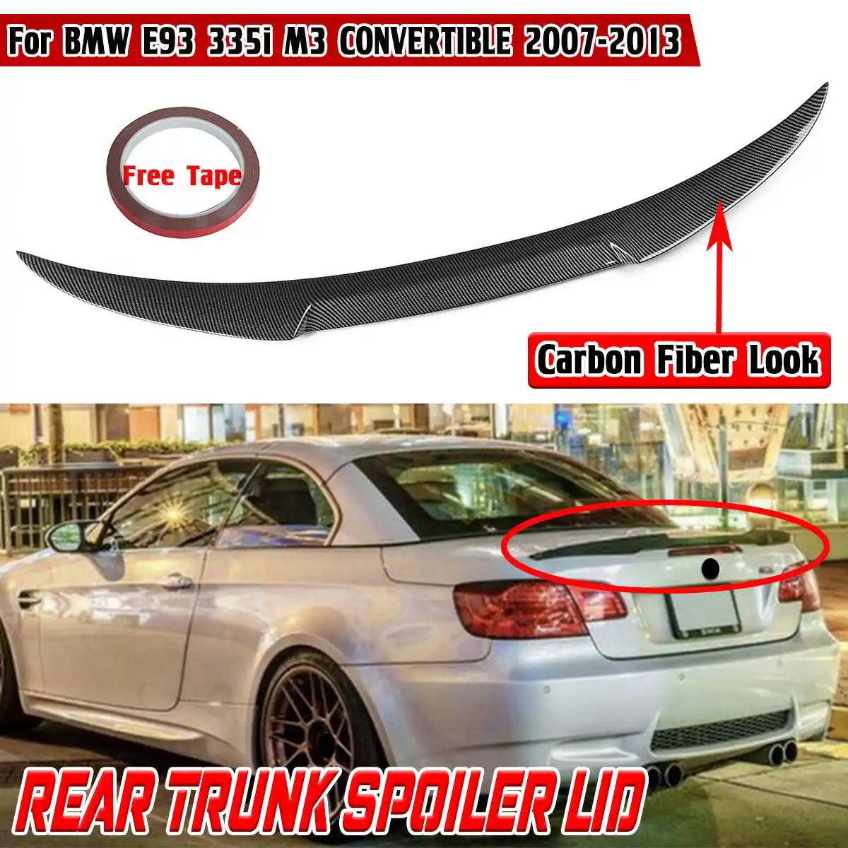 

Новинка 335i Автомобильный задний спойлер для багажника стильная губа M4 для BMW E93 335i M3 трансформер 2007-2013 задний спойлер для багажника бахилы