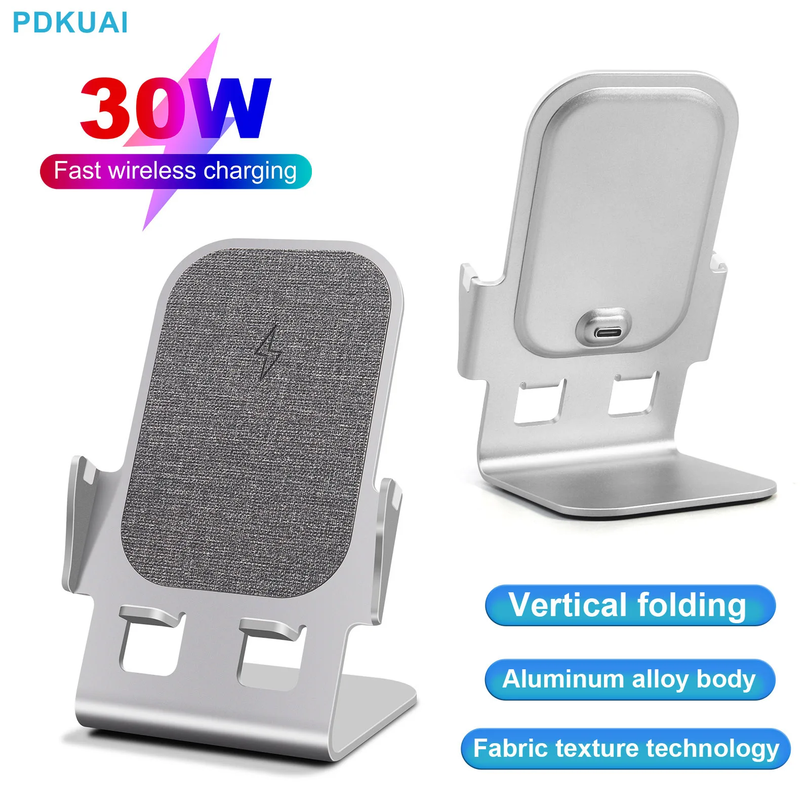 

Алюминиевая Подставка для зарядного устройства QI, держатель для iPhone 14, 13, 12, 11 Pro Max, XS, XR, X, 8, Настольная док-станция для быстрой беспроводной з...