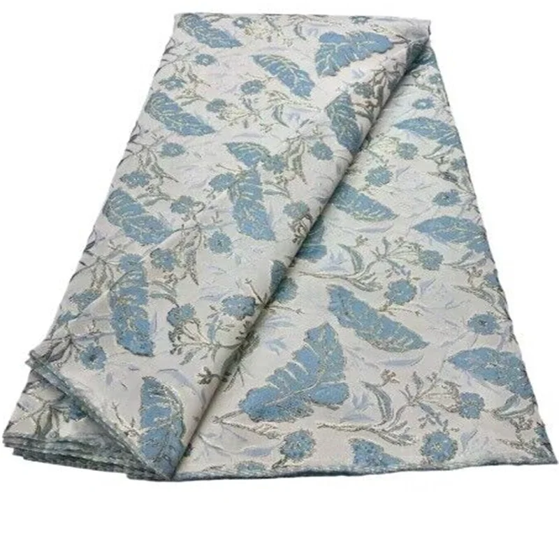 Африканский тюль высокого качества, кружевная ткань из органзы, французская синяя вышивка, ткань для выпускного вечера, жаккардовая ткань для свадьбы, 5 ярдов