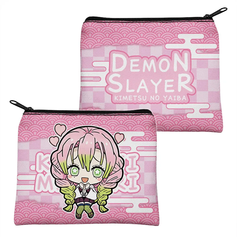Фото Популярный аниме-кошелек One Piece, холщовая сумка для карт Demon Slayer, мини-кошелек на молнии с Танджиро, милая мини-сумочка на молнии, подарок №4