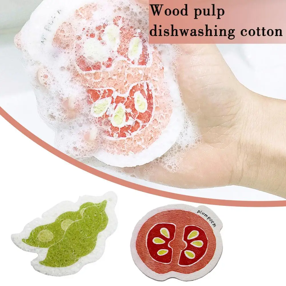 

Kitchen Dishwashing Sponge Scouring Pad Compressed Cleaning Pulp Supplies Home Cartoon Wipe Dish Pot Sponge Wood Cloths S7L6