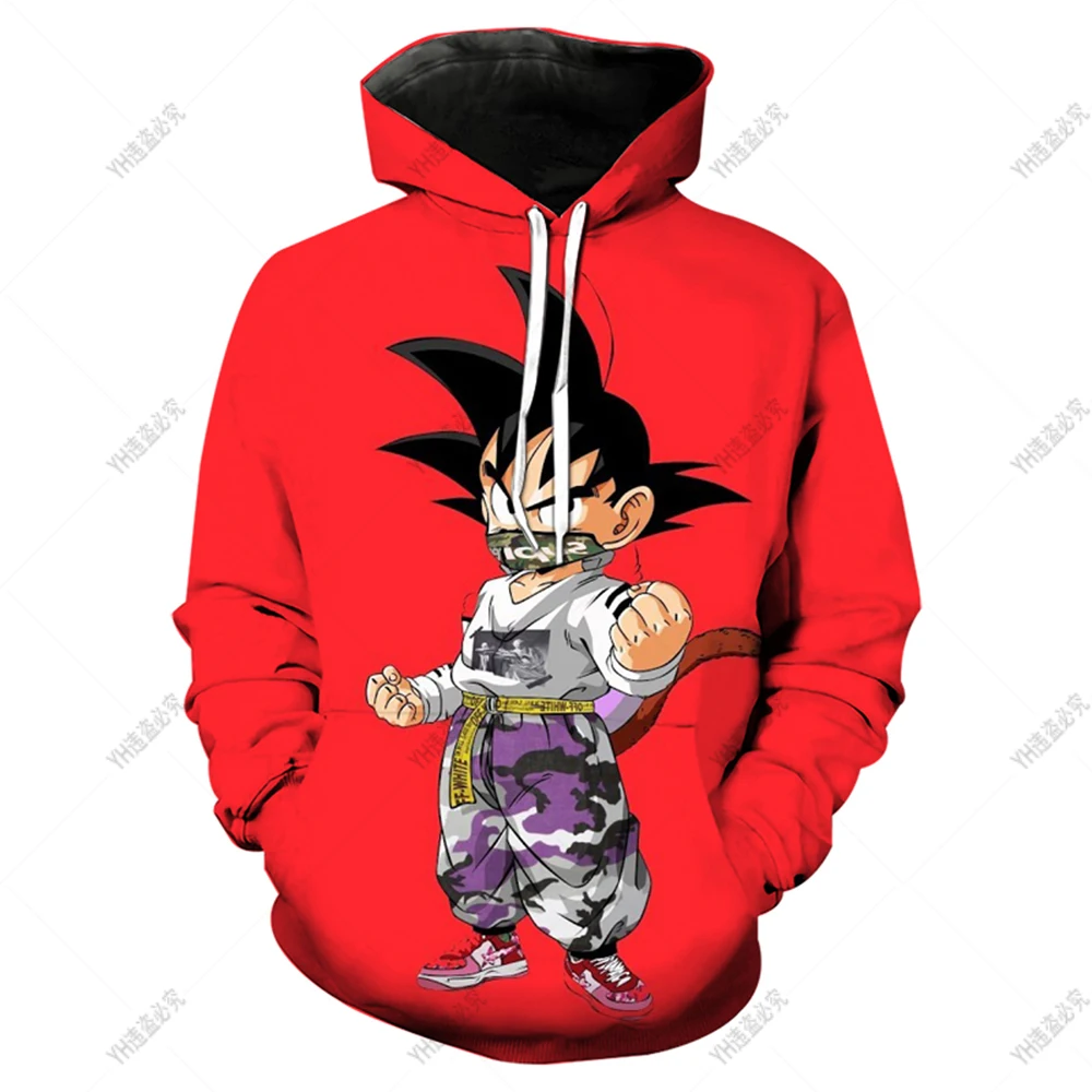 Фото Толстовка с капюшоном и принтом 3D Dragon-Ball Z, Осенний мультяшный Детский свитшот с длинным рукавом Goku, детская одежда, топ для мальчиков, детска... №3
