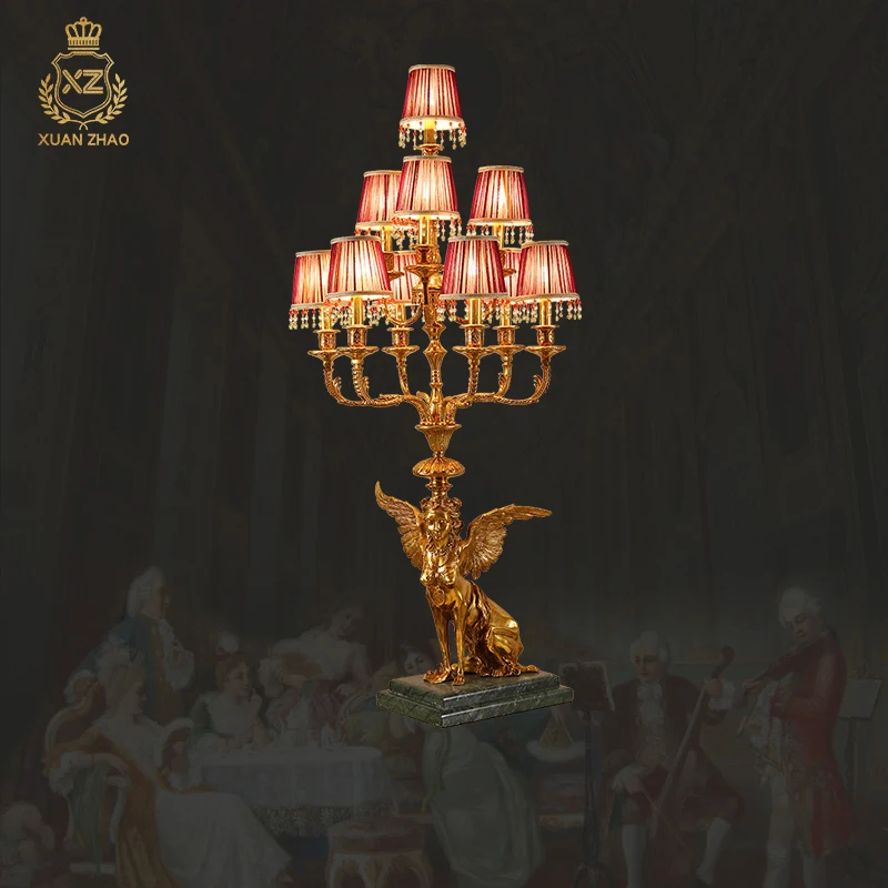 Французский полностью медный стол прикроватная лампа для спальни занавеска из