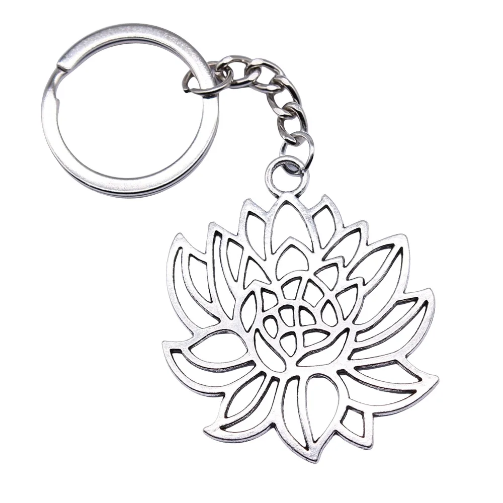 Прямая поставка подвеска в виде лотоса античном серебряном цвете 42x48 мм брелок