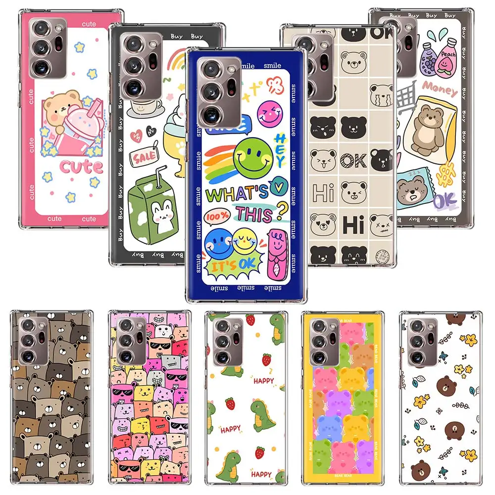 

Cute Cartoon Bear Phone Case Coque For Samsung Galaxy Note 20 Ultra 8 9 Note 10 Plus M02s M30S M31S M51 M11 M12 M21 Cover Funda