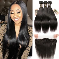 indian hair 3 bundles with frontal straight human hair bundles with frontal 13x4 hd lace frontal pre plucked with baby hair