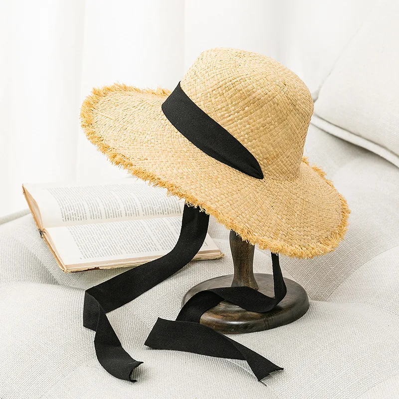 

Children flat-topped Lafite Grass Burrs Straw Hat Is Prevented Bask In The Summer Sun Hat Hat Big Eaves Ribbon Hat Fashion Elega