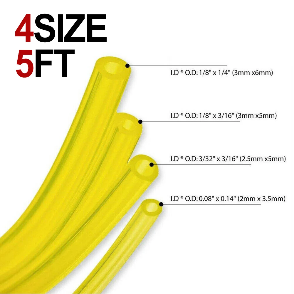 

4Pcs High Quality Fuel Hose 1.5m/5ft Universal Petrol Fuel Pipe Line Hose Tube For Garden Trimmer Chainsaw Blower Tools Parts