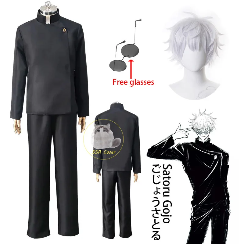 

Anime Gojo Satoru Cosplay Costume Jujutsu Kaisen Cosplay Costume High School Uniform Gojo Satoru Wig Halloween Party Clothes Men