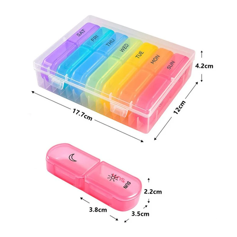 Портативный органайзер для таблеток, 7 дней, 21 ячейка, 3 раза в день, портативный дорожный Органайзер с большими отделениями для витаминов, лекарств