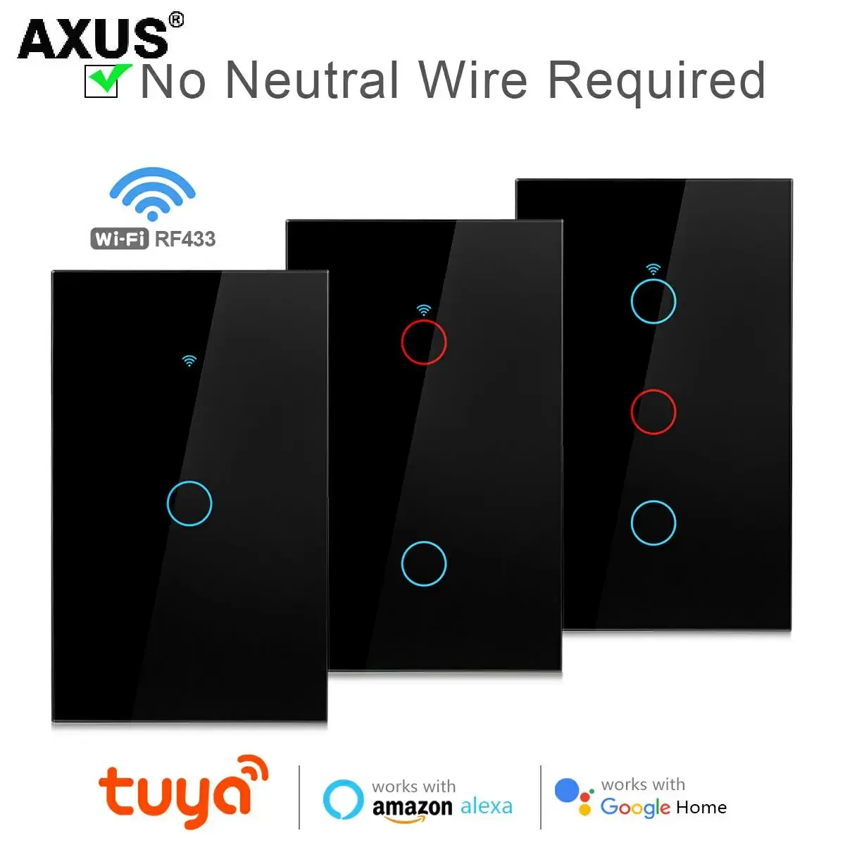 

NEW Smart Wireless Remote Wall WiFi Voice Control Touch Sensor Light Switches Alexa Home 1/2/3 Gang