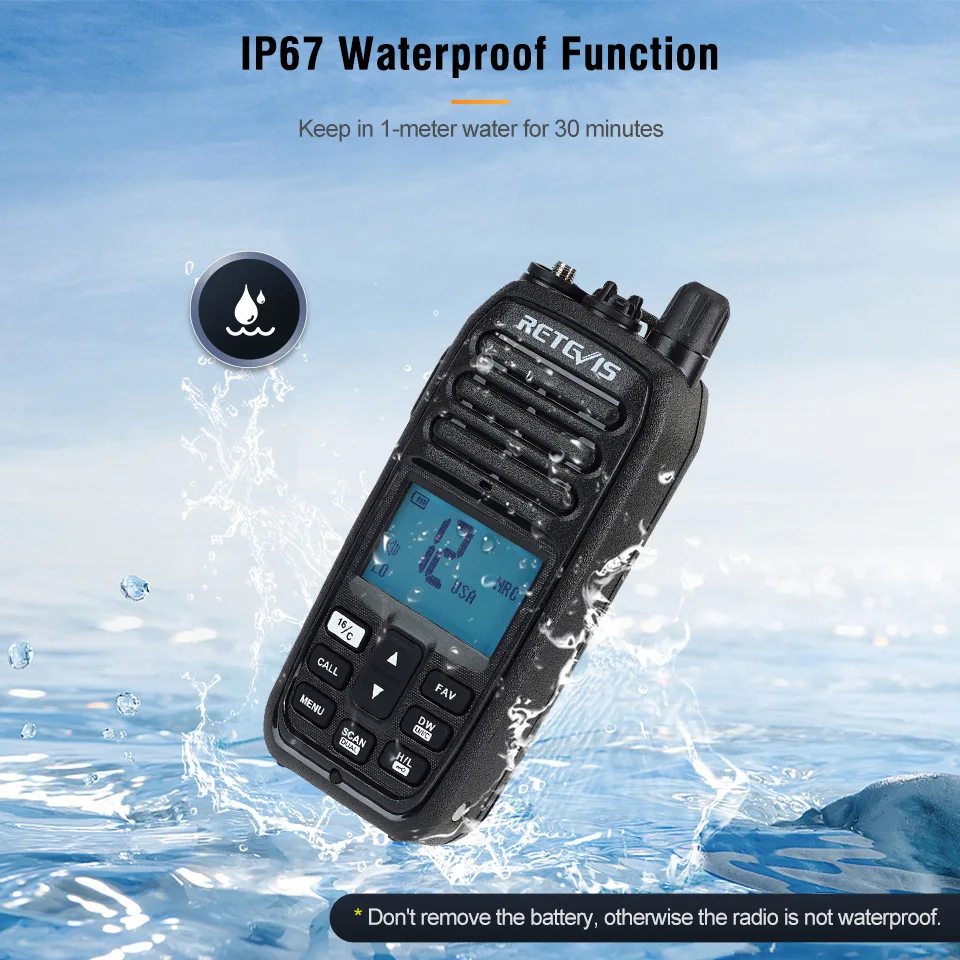Retevis RM21 VHF Marine Walkie Talkie IP67 Waterproof Two-way Radio Station Handheld Walkie-talkie Professional Noise Reduction enlarge