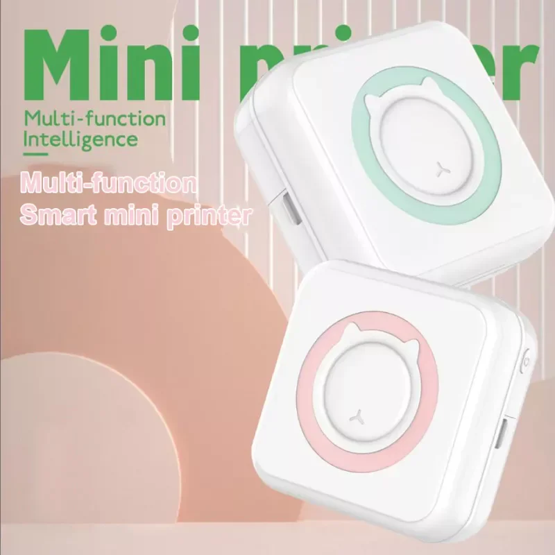 

NEW2023 Mini Portable Thermal Printer Paper Photo Pocket Thermal Printer Printing Wireless BT Connect Printers 200dpi Photo Labl