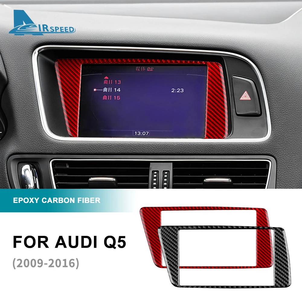 

Для Audi Q5 2009-2015 2016 настоящее углеродное волокно Автомобильная навигационная панель наклейка крышка внутренняя отделка автомобильные аксессуары