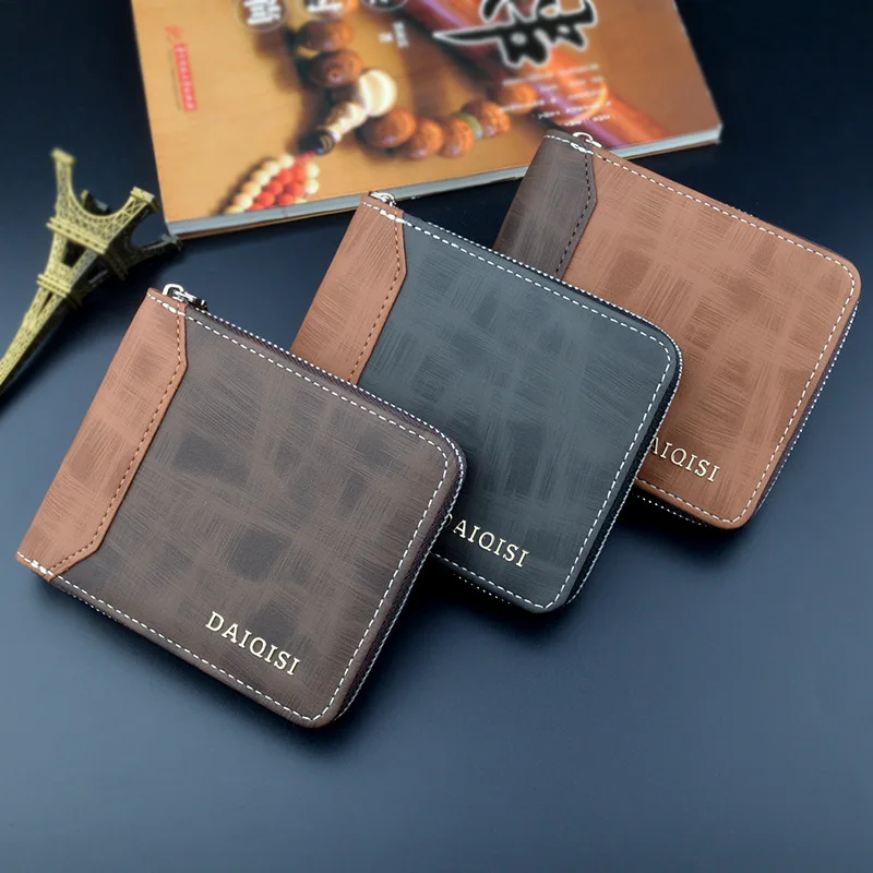 Short Men Wallets Slim Classic Coin Pocket Photo Holder Small Male Wallet High Quality Card Holder Frosted Leather Men Purses