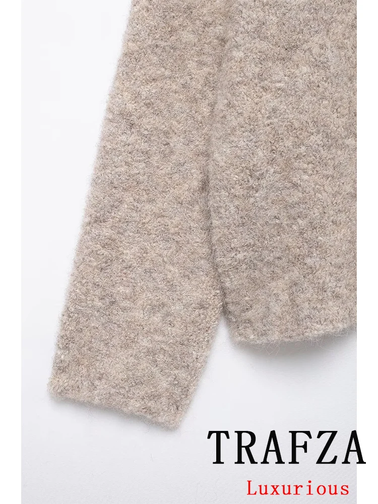 TRAFZA винтажный повседневный шикарный женский меховой свитер с цветочными