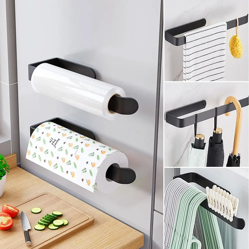 

Durable Small Footprint Flexible Use Multipurpose Wall Panging No Punching Kitchen Tissue Holder Freshness Film Holder
