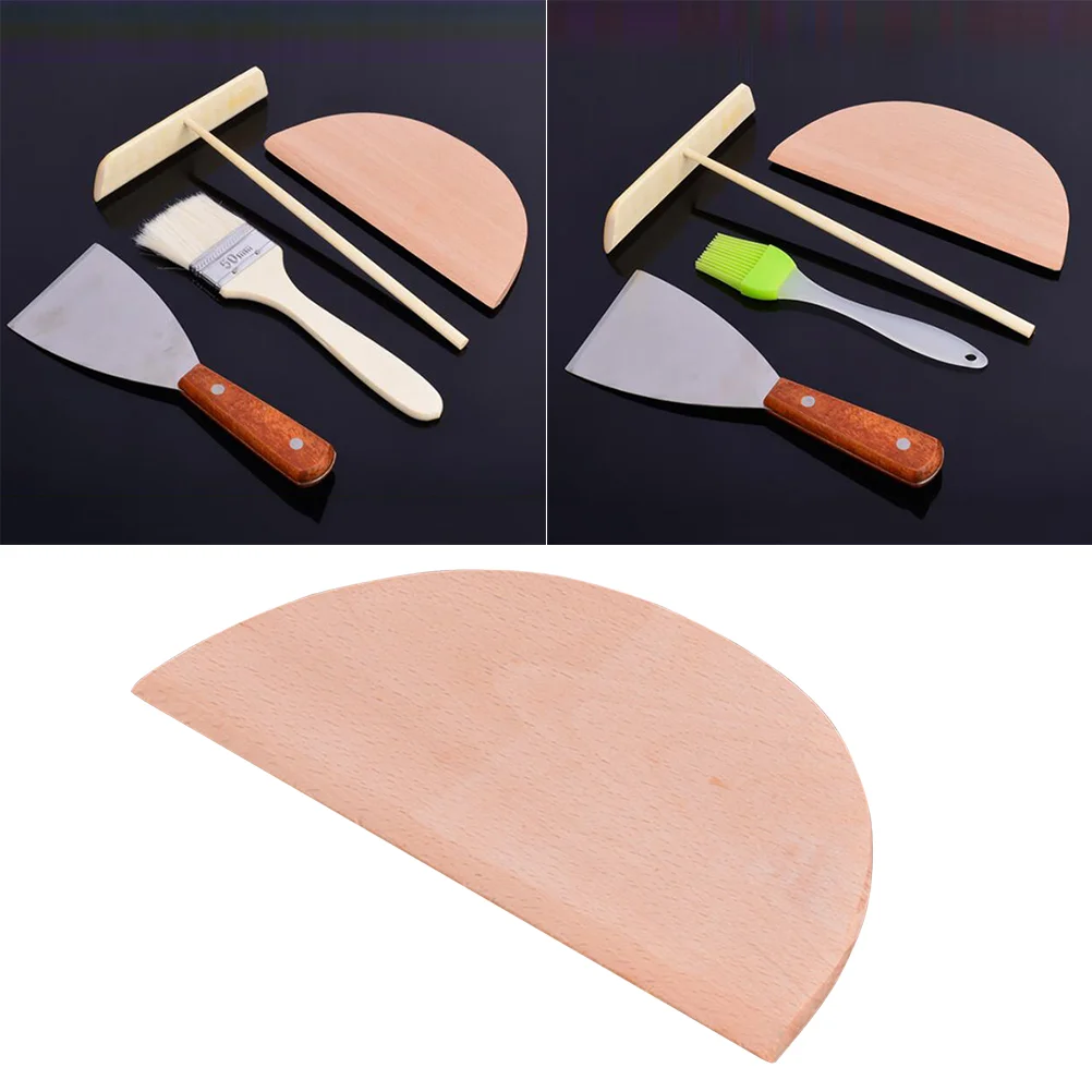 

1pc 18cm Wooden Pancake Tool Pot Spreader Spatula Pan Maker Pancake Scraper Pancake Spreader (Beech Wood 18cm Semi-circular)