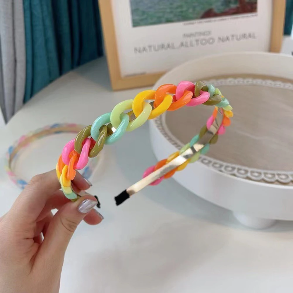 

FashionTie Dye Chain Acetic Acid Twisted Braid Hairband Headbands for Women Girls Makeup Hair Hoops Ladies Hair Accessories