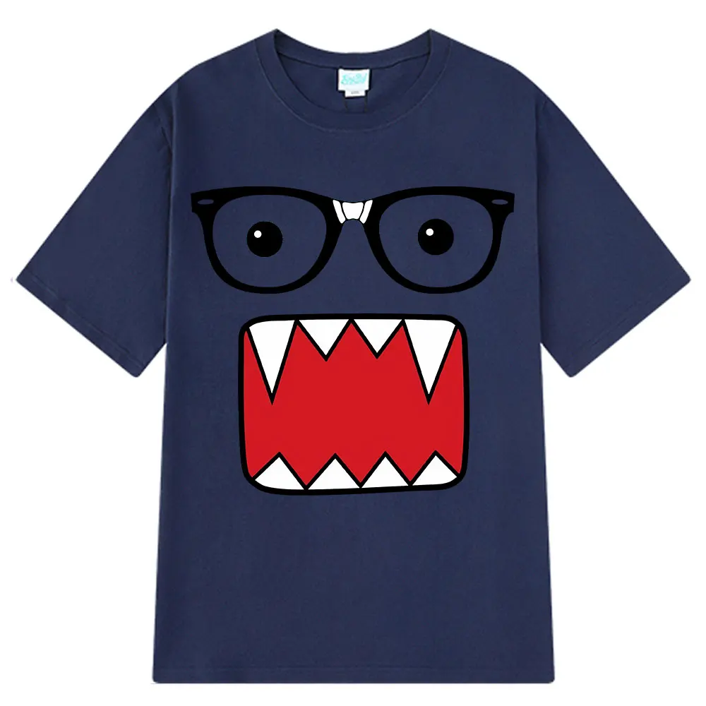 Фото Domo Kun забавные юмористические модные футболки мужские и женские повседневные футболки из 100% хлопка Harajuku с коротким рукавом негабаритная футболка унисекс №5