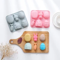 6 cells rabbit theme pink blue silicone chocolate molds for cake decoration baking tools pastry biscuit cake molds