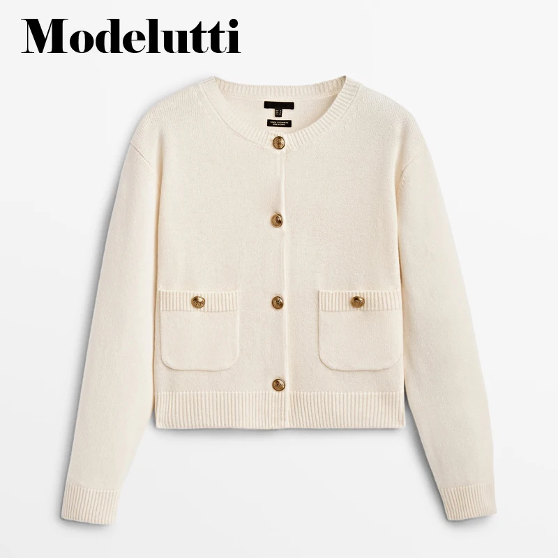 Женский однобортный вязаный свитер Modelutti Простой повседневный однотонный