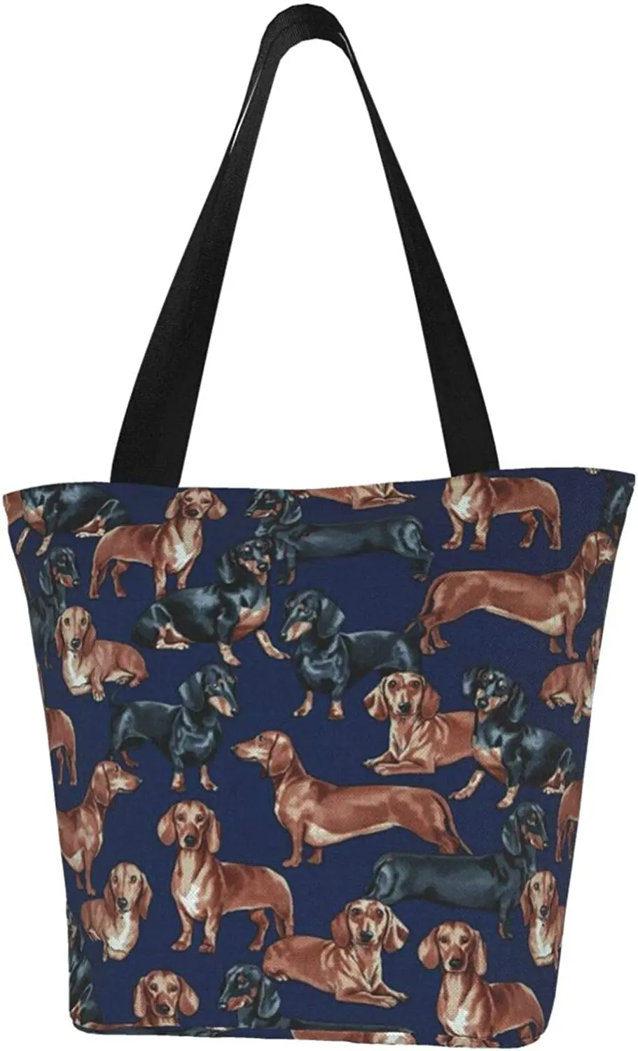 

Dachshunds, тёмно-синяя Холщовая Сумка для продуктов, Повседневная сумка для книг через плечо, Хлопковая сумка, сумка для покупок, сумка, многоразовая многофункциональная сумка