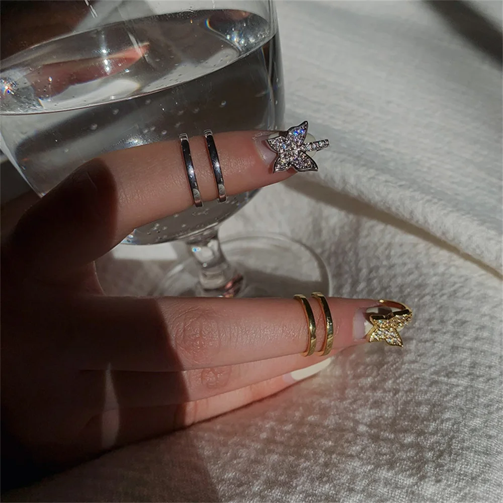 

Оригинальное кольцо для ногтей с бриллиантами и бабочкой для женщин и девушек модное темпераментное персонализированное ажурное свадебно...