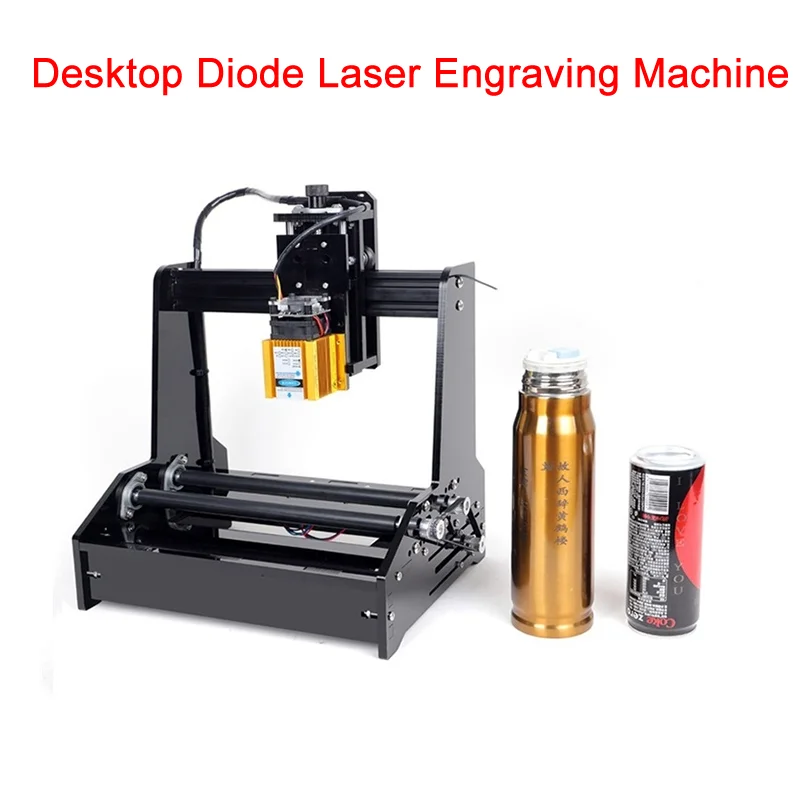 Assembled Desktop Diode Laser Engraving Machine Cylinder Engraver Superpower 15000MW 15W For Cans Stainless Steel Wood Paper