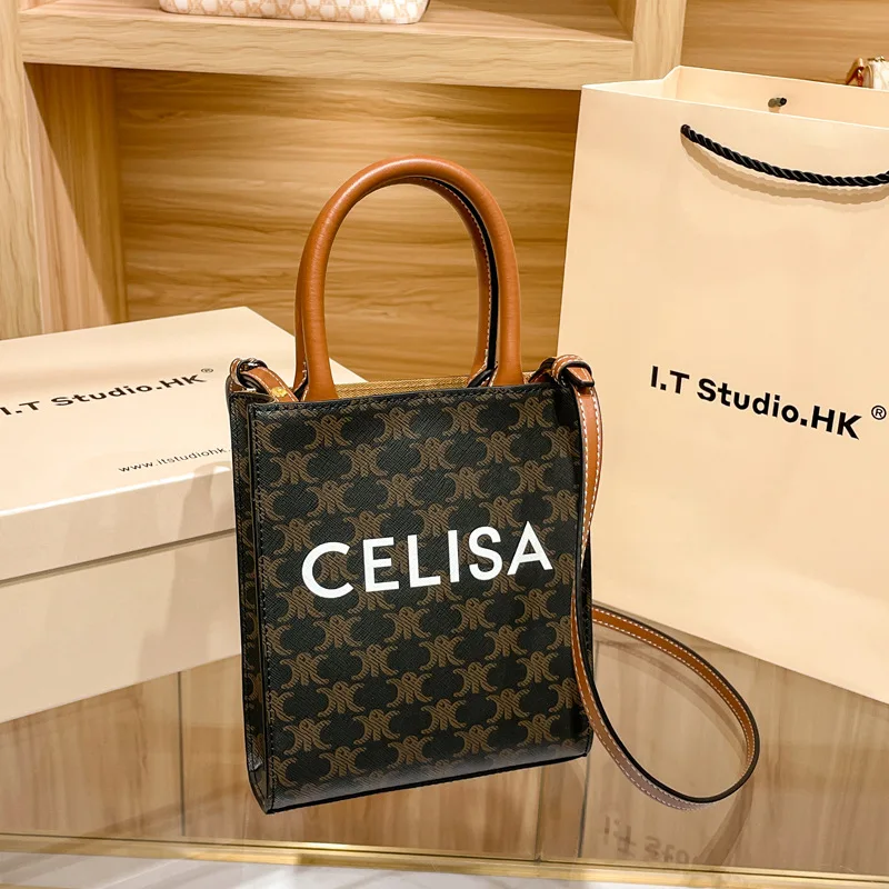 

Luxury designer leather Tote handbag trend portable shoulder bag vertical slung handbag