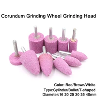 1pc shank diameter 6mm t shaped redbrownwhite corundum grinding wheel grinding head diameter 35 40mm for sanding and polishing
