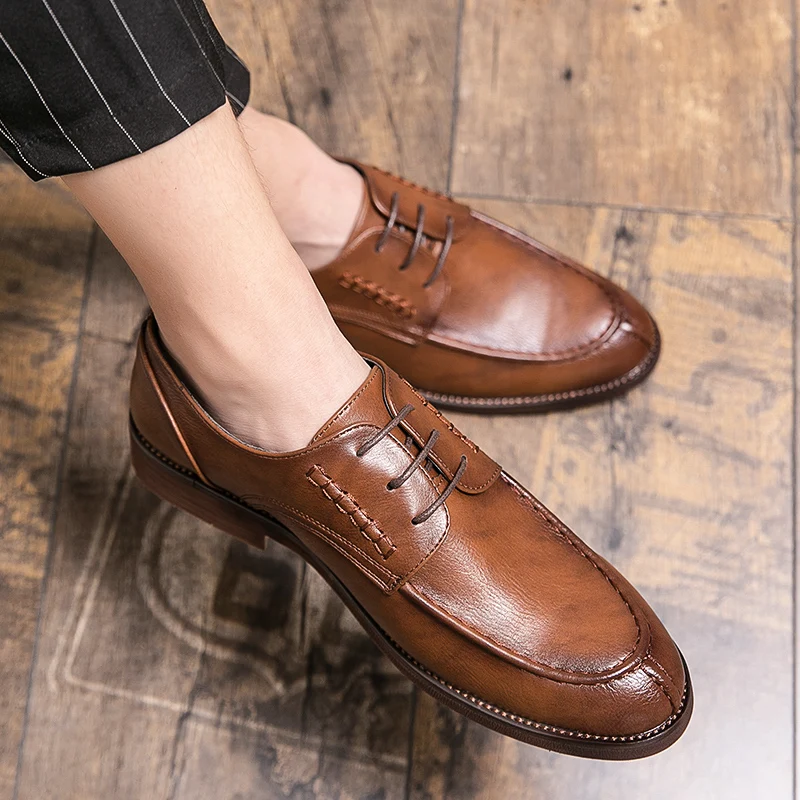 

Oxford Shoes for Men lace up Designer Mens Pu Leather Black Shoes outdoor Mens round Toe Dress Shoes 2022 Classic Derbies