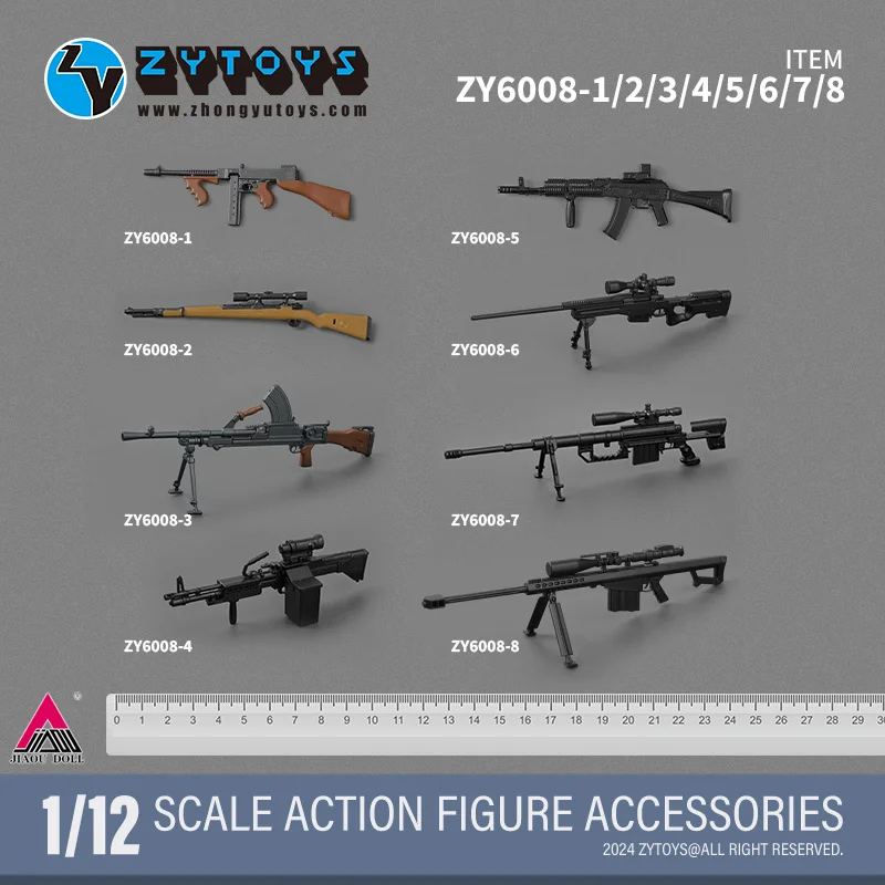 ZYTOYS ZY6008 1/12 Набор оружия M1928 98K Снайперская винтовка Bren MK43 AK74M MK13 M200 M82A1 Модель для