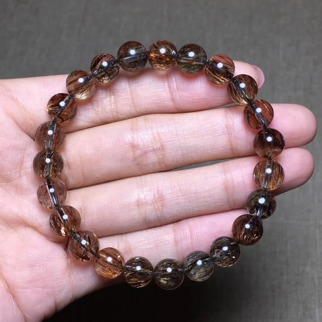 

8mm Natural Black Gold Super Seven Melody Quartz Bracelet Jewelry For Women Man Wealth Gift Beads Stone Crystal Strands AAAAA
