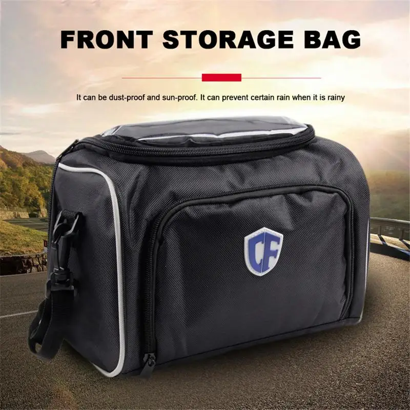 

Мотоциклетная сумка для хранения, водонепроницаемая вместительная Передняя Фотосумка со съемным плечевым ремнем для велосипеда