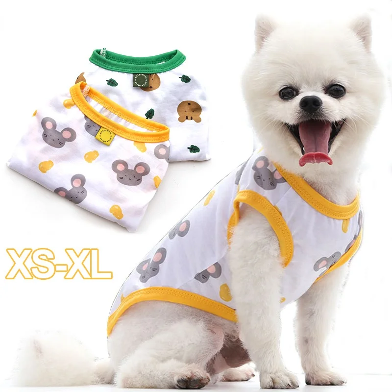 

Pet Dog Vest Summer Cool Dog Clothes Cartoon Animals Cute Print Dog Clothing For Puppy Breathable Costume Puppy Clothes