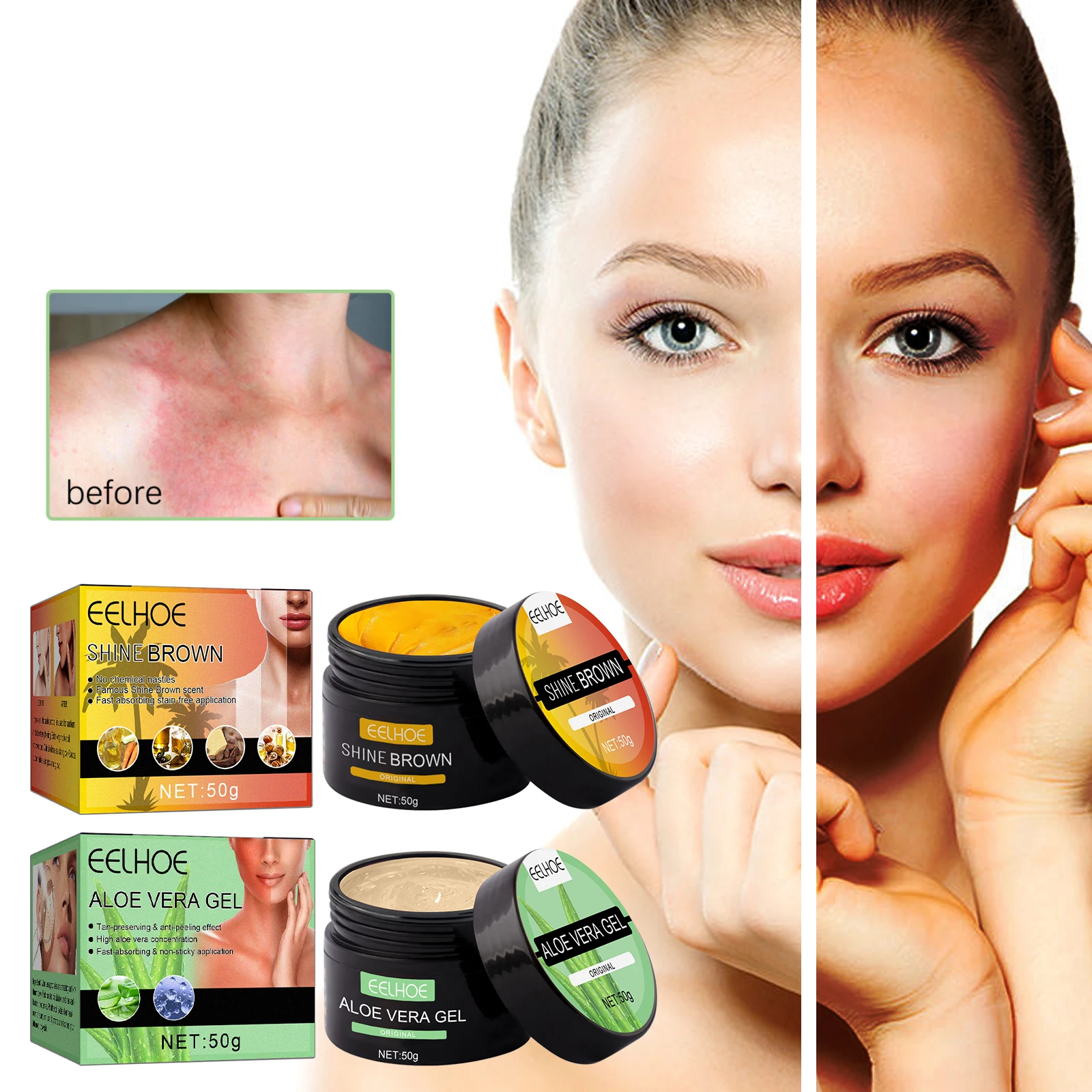 

Body Tanning Accelerator Cream Aloe Vera Gel Sets Outdoor Sunbathing Shine Brown After-Tanning Absorbing