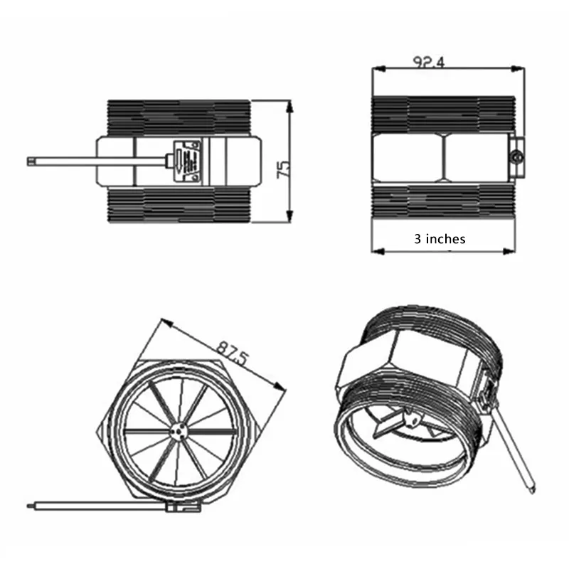 Корпус из алюминиевого сплава DN80 Расходомер Холла Датчик расхода воды 3-дюймовый