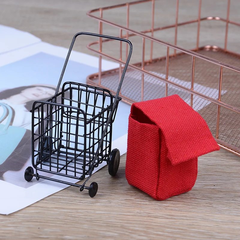 

1:12 Mini Shopping Cart Model Children Baby Gift Toy Dollhouse Mini Furniture Miniature Rement Accessor Iron Shopping Cart