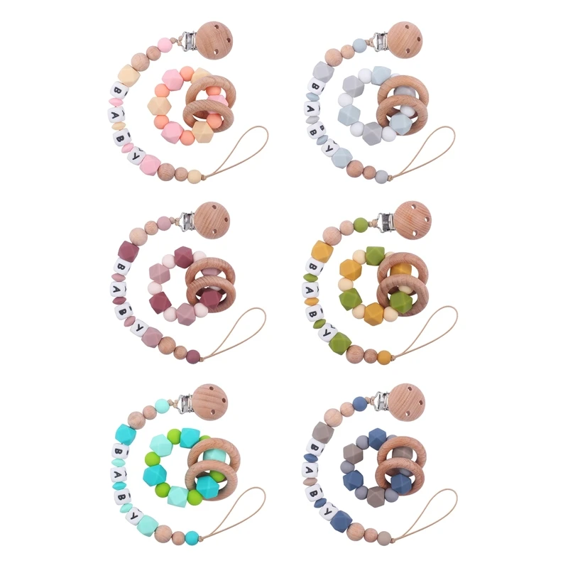 

Pacifier Holder Baby Teething Toys for 0-6 Months Teethers Baby Chew Beads Molar Toy for Babies Teething Molar Supplies P31B