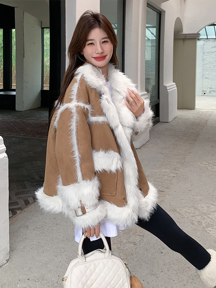 Корейская модная меховая верхняя одежда для женщин 2024 осень и зима новая