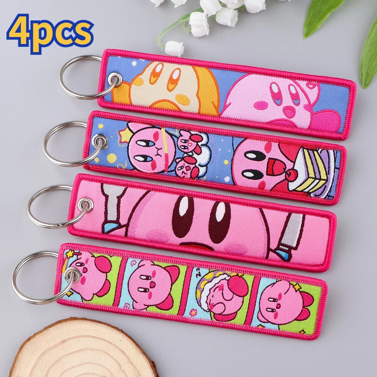 Вышитые крутые автомобильные брелоки Kirby для мужчин бирка ключей из аниме модные